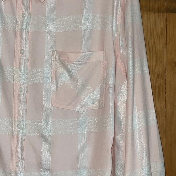 AVA ViV Plaid Pink & Silver Button Down Blouse Sz. 2X - Picture 3 of 12
